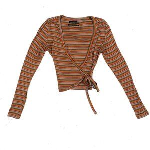 urban outfitters funky colored striped long sleeve wrap top